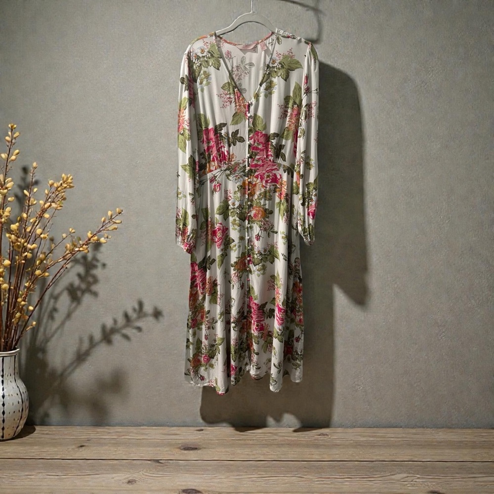 Laurie Felt Pink and Green Floral Dress